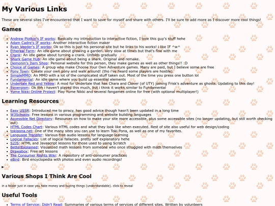 links screenshot