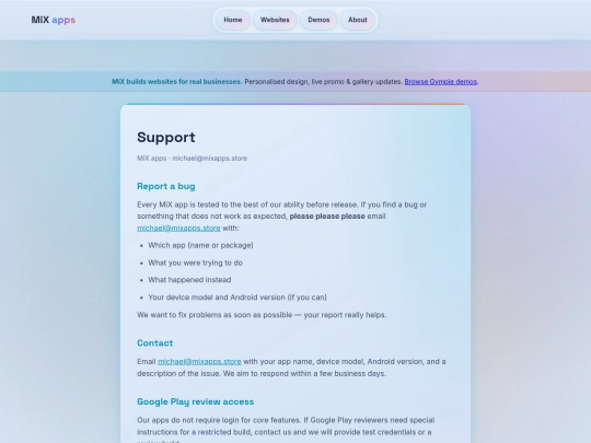 support screenshot