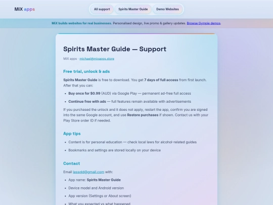 support/spirits-master-guide screenshot