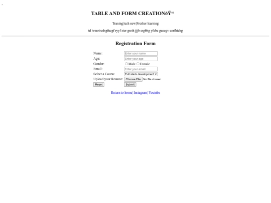 Forms and tables/register screenshot
