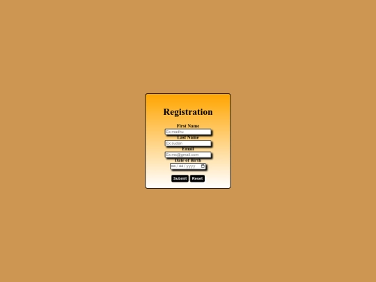 Registration screenshot