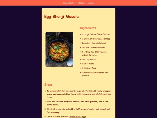 food recipe website/Egg screenshot