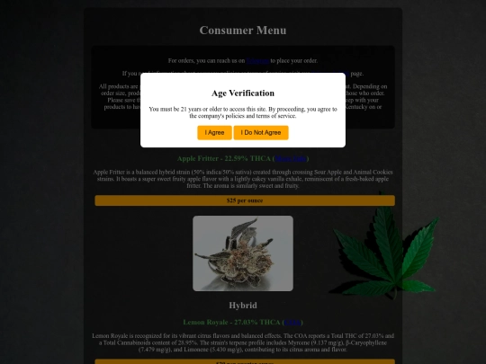 products screenshot