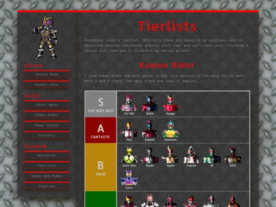shrines/tokusatsu/toku_tierlists screenshot