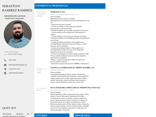 CV screenshot