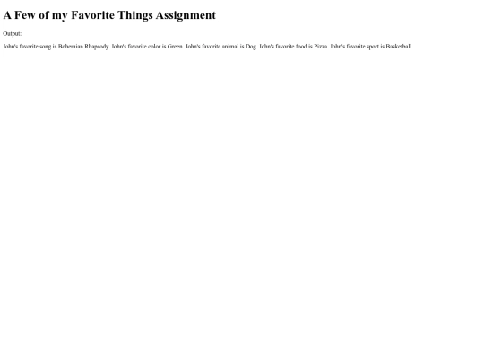 AFewOfMyFavoriteThingsAssignment screenshot