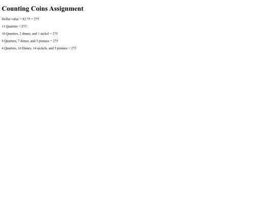 CountingCoinsAssignment screenshot