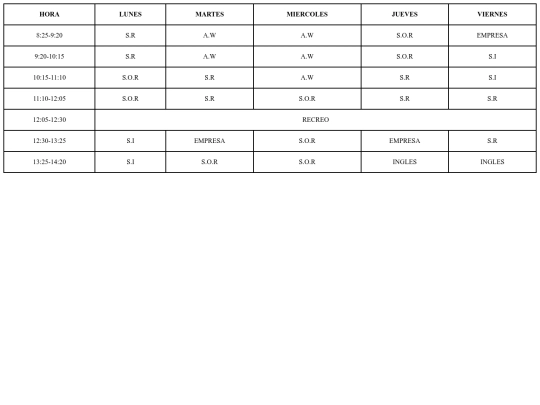 horario screenshot