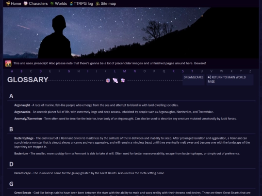 worlds/dreamscapes/glossary screenshot