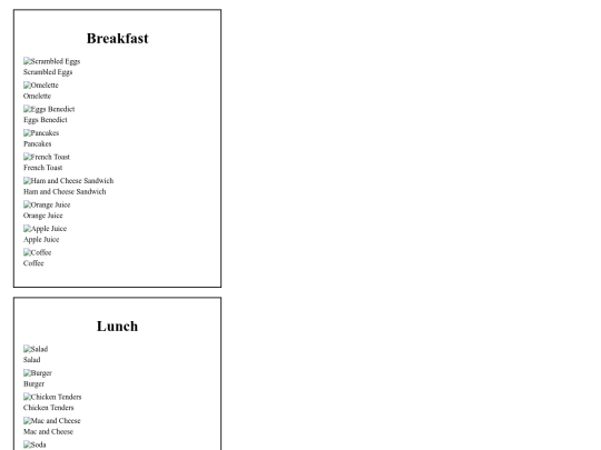 menu screenshot