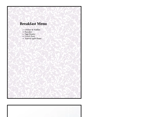menu screenshot