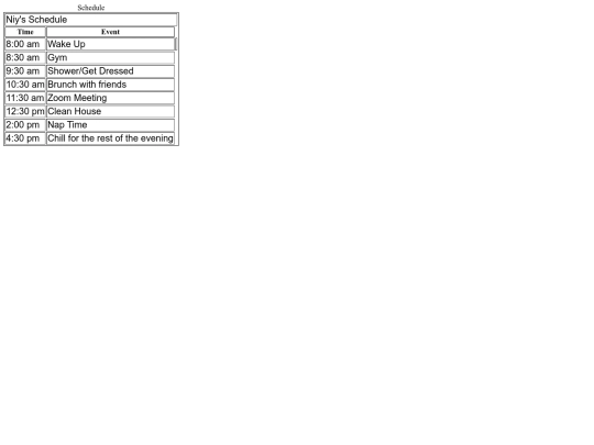 schedule screenshot