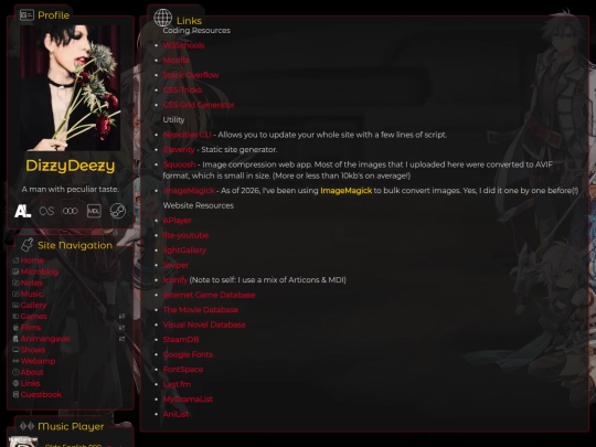 links screenshot