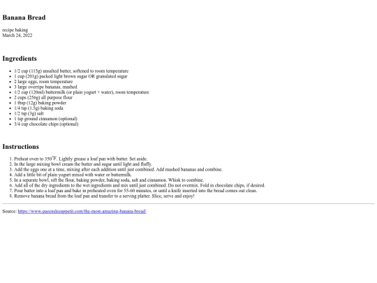 notepad/Recipes/banana-bread screenshot
