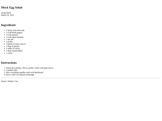notepad/Recipes/mock-egg-salad screenshot