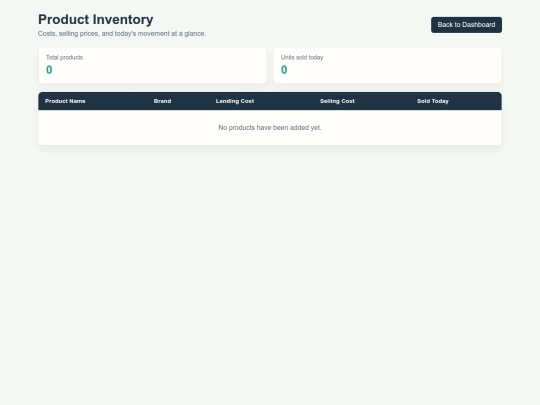 billing software/product list screenshot