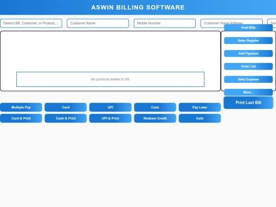 billing software/sales screenshot
