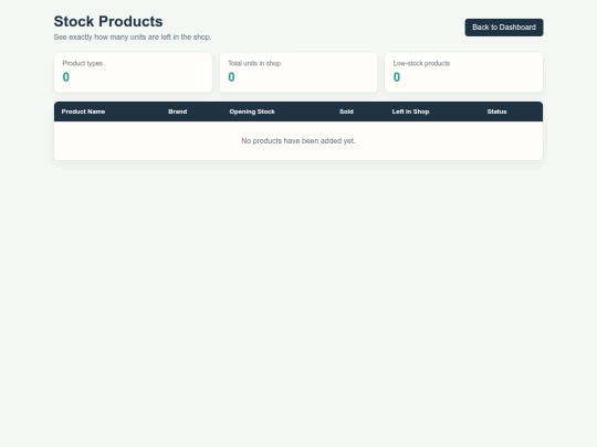 billing software/stock products screenshot
