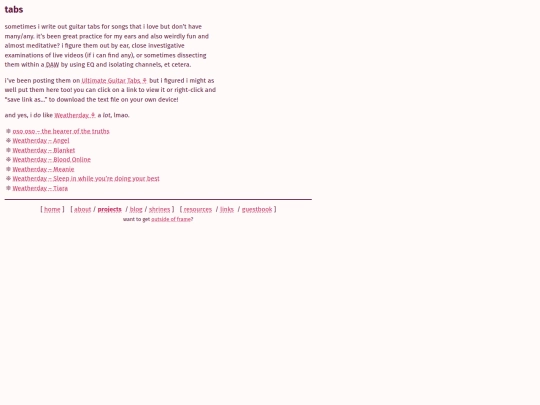 projects/tabs screenshot