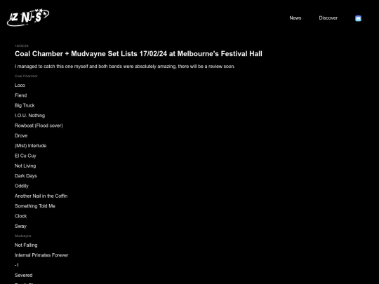 mudvayne-setlist screenshot