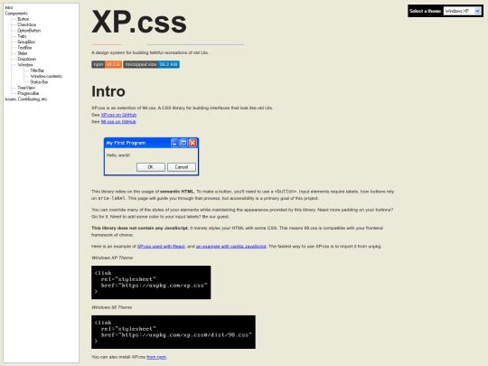 xp.css/dist screenshot