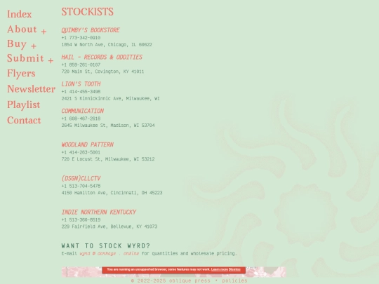 stockists screenshot