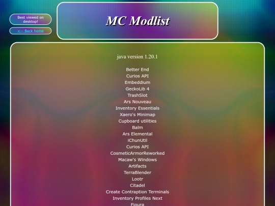 boudoir/games/minecraft/modded/modlist screenshot