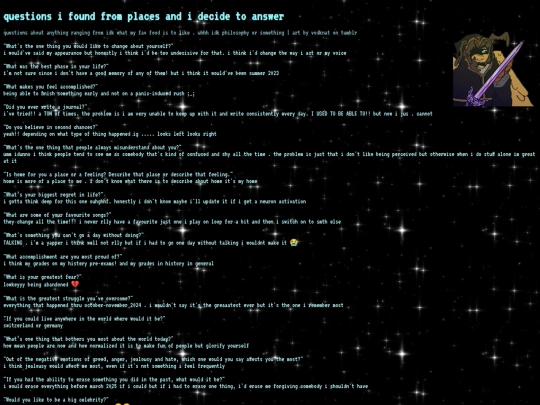 questions screenshot