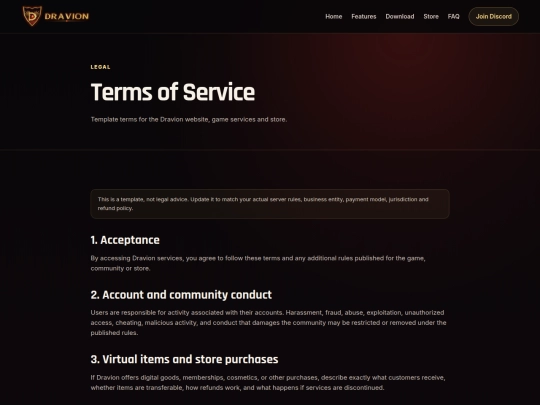 terms screenshot