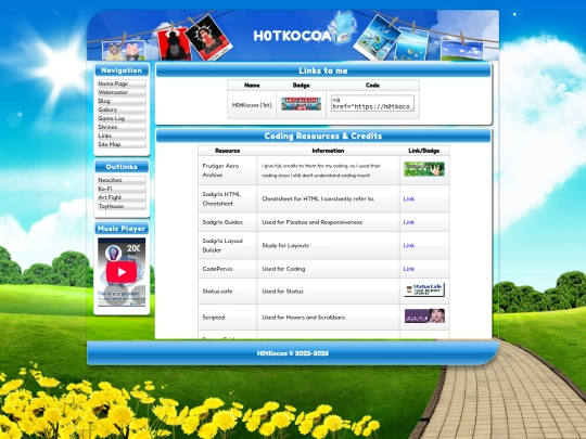 links screenshot
