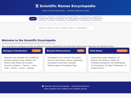 Scientific Name screenshot