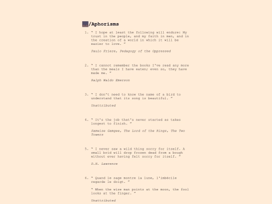 writings/aphorisms screenshot