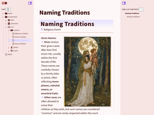 Compendium/Lore/Customs/Naming Traditions screenshot