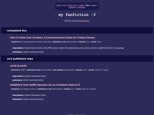 mainpages/flightlessfanfictionpage screenshot