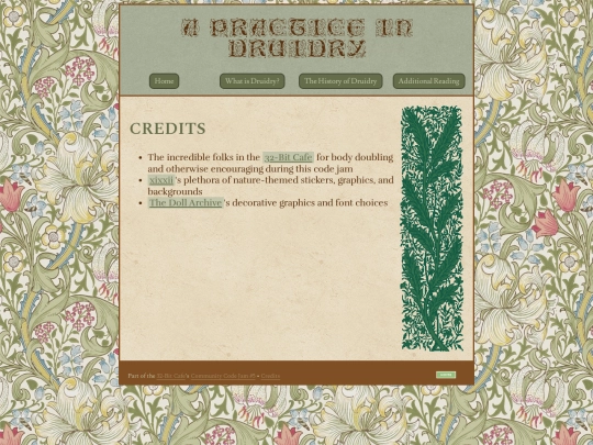 codejam/druidry/credits screenshot