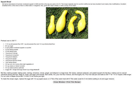 recipes/squashbread screenshot