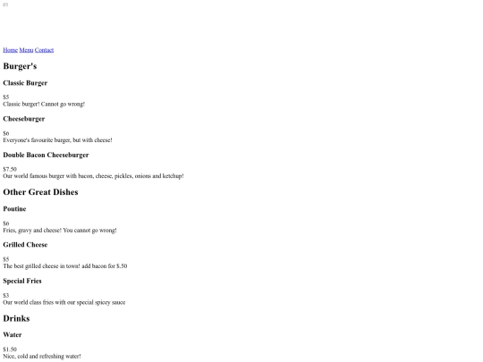 menu screenshot