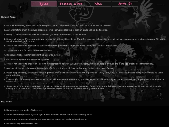 info/rules screenshot