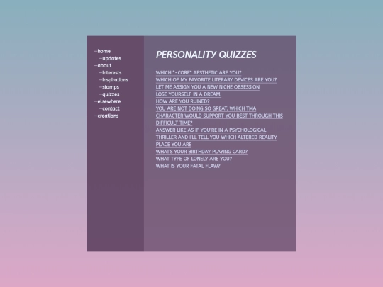quizzes screenshot