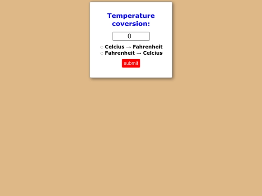 Temperature conversion screenshot