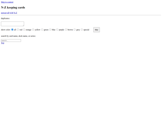 keepingcardsN-Z screenshot