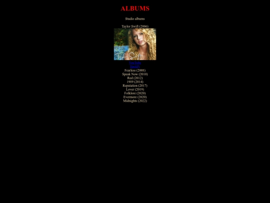 Taylor swift/albums screenshot