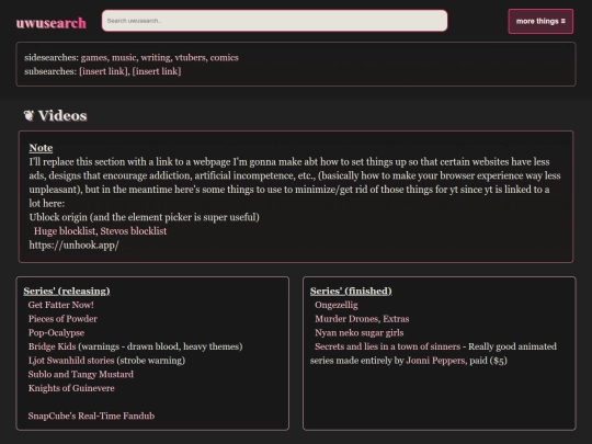 videos screenshot