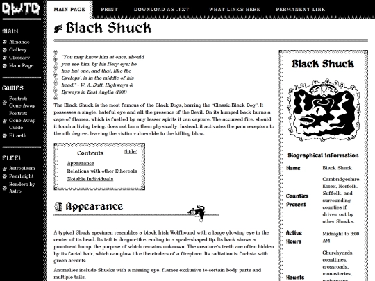wikipages/shuck screenshot
