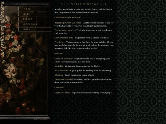 museum/links screenshot