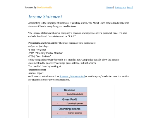 Investing/Incomestatement screenshot