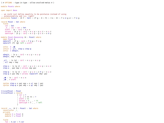 agda/Posets screenshot