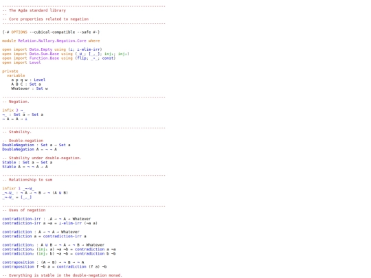 agda/Relation.Nullary.Negation.Core screenshot