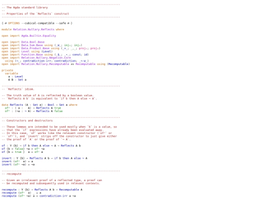 agda/Relation.Nullary.Reflects screenshot