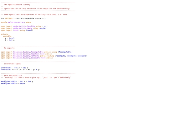 agda/Relation.Nullary screenshot